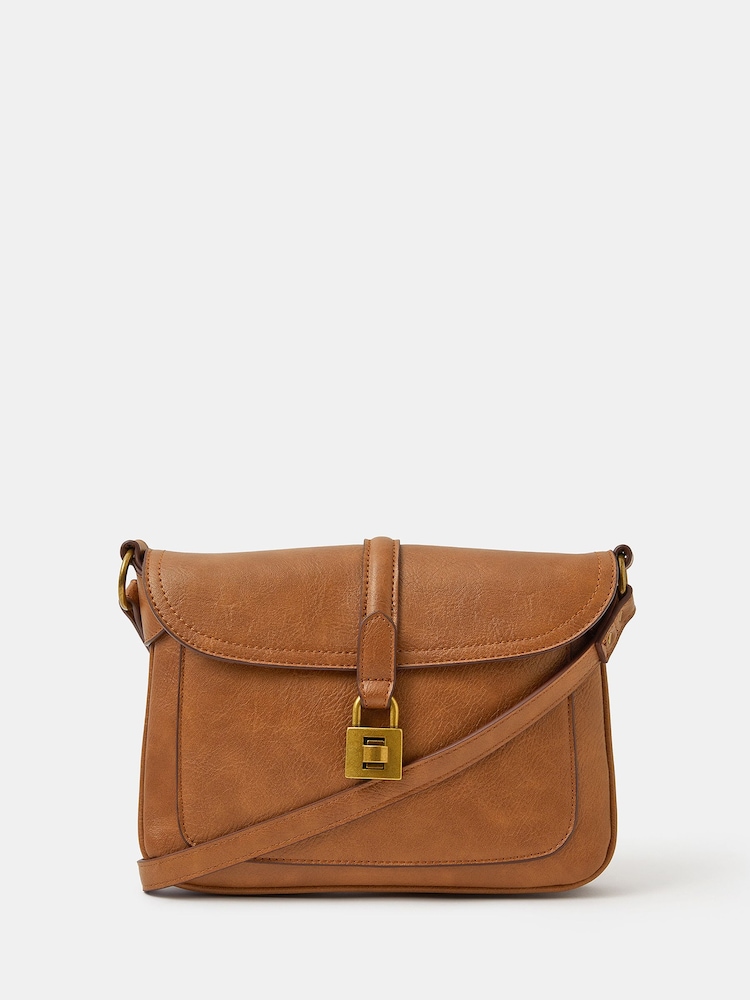 Accessorize Brown Padlock Satchel Cross-Body Bag - Image 1 of 2 Accessorize Brown Padlock Satchel Cross-Body Bag - Image 1 of 2