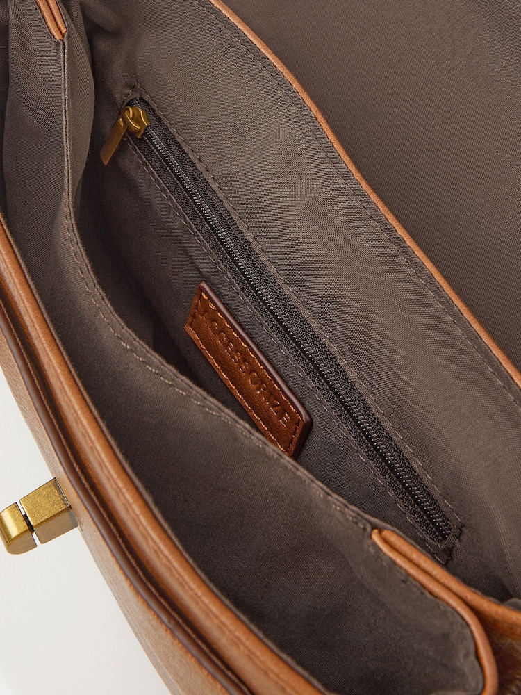 Accessorize Brown Padlock Satchel Cross-Body Bag - Image 2 of 2 Accessorize Brown Padlock Satchel Cross-Body Bag - Image 2 of 2