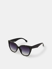 Accessorize Black Studded Cat Eye Sunglasses - Image 1 of 1