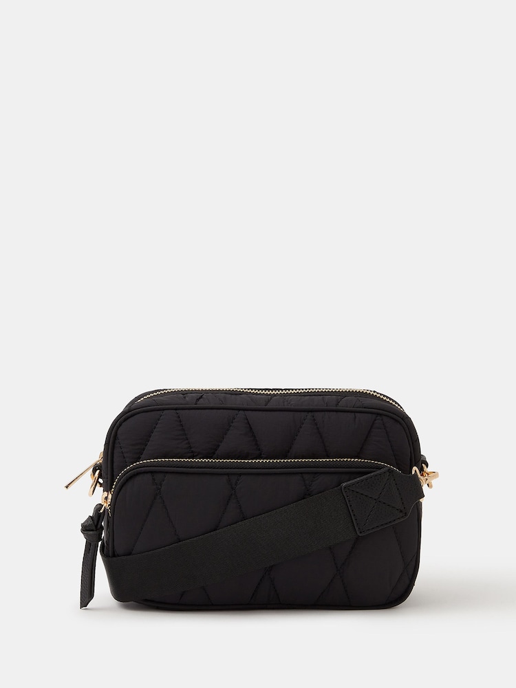 Accessorize Black Quilted Nylon Cross-Body Bag - Image 1 of 2 Accessorize Black Quilted Nylon Cross-Body Bag - Image 1 of 2