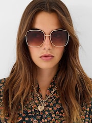 Accessorize Gold Large Square Sunglasses - Image 2 of 2