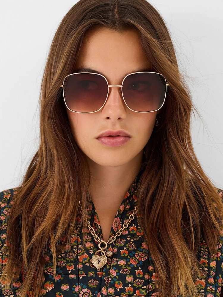 Accessorize Gold Large Square Sunglasses - Image 2 of 2