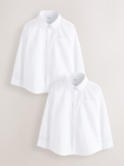 白色 - Plus Fit Long Sleeve School Shirts 2 Pack (3-17yrs) - 图片1 / 6