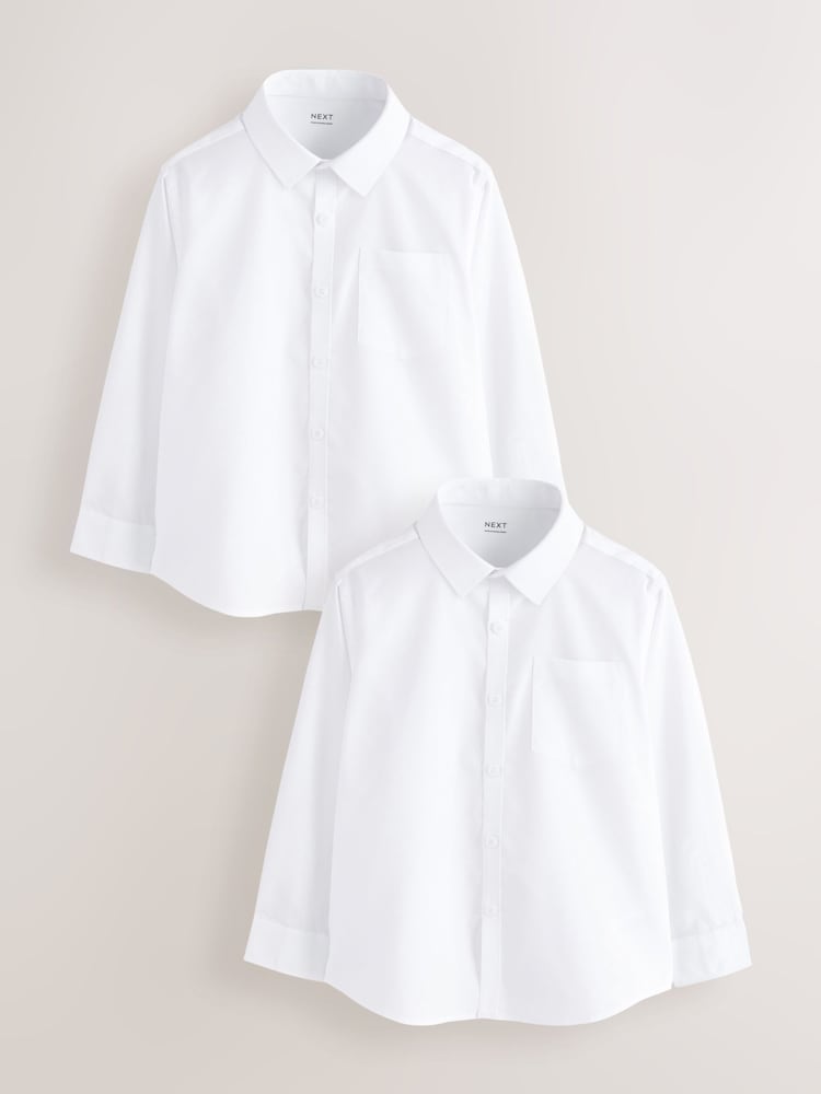 白色 - Plus Fit Long Sleeve School Shirts 2 Pack (3-17yrs) - 图片1 / 6