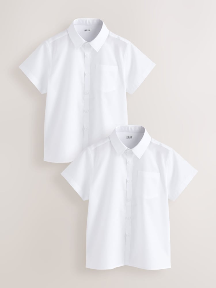White Plus Fit Short Sleeve School Shirts 2 Pack (3-17yrs) - Image 1 of 6