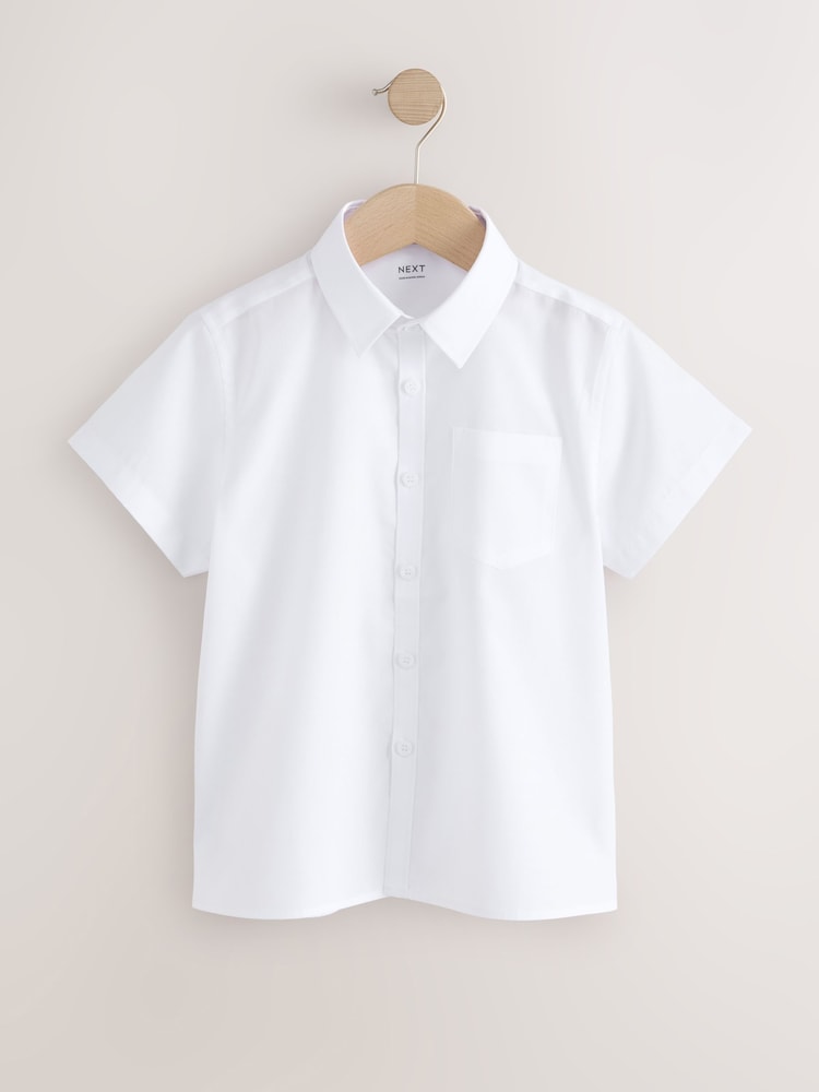 White Plus Fit Short Sleeve School Shirts 2 Pack (3-17yrs) - Image 2 of 6