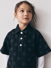 Black Spot Denim Shift Dress (3-16yrs) - Image 4 of 4