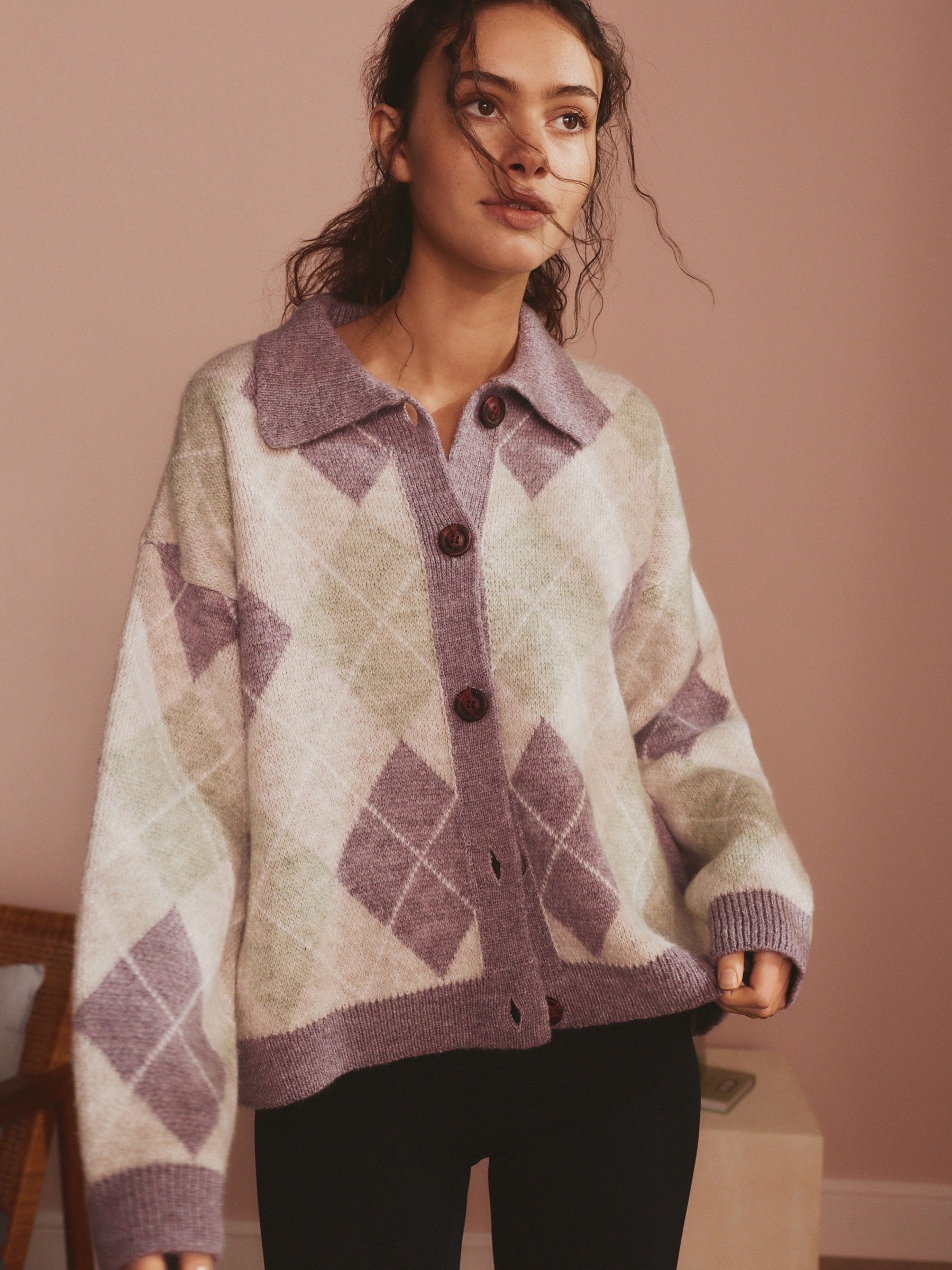 Buy Bath & Body Works Purple/Green Argyle Lounge Cardigan with