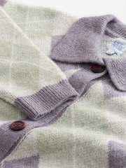 Bath & Body Works Purple/Green Argyle Lounge Cardigan with Collar - Image 6 of 7