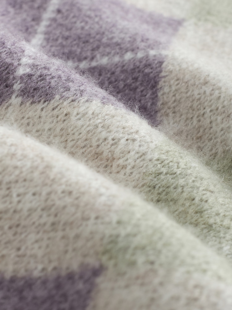 Bath & Body Works Purple/Green Argyle Lounge Cardigan with Collar - Image 7 of 7