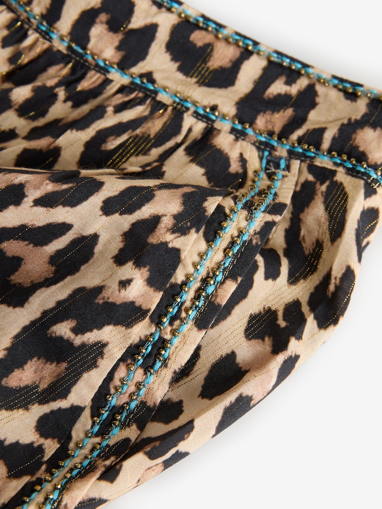 Never Fully Dressed Leopard Lurex Balloon Trousers - Image 8 of 8