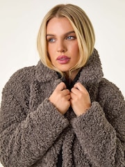 Roman Natural Petite Teddy Longline Coat - Image 4 of 5