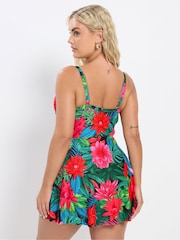 Yours Curve Hawaiian Tropic Wrap Swimdress - صورة 3 من 6