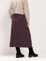 Yours Curve Red Checked Midi Ponte Skirt - Image 3 of 5