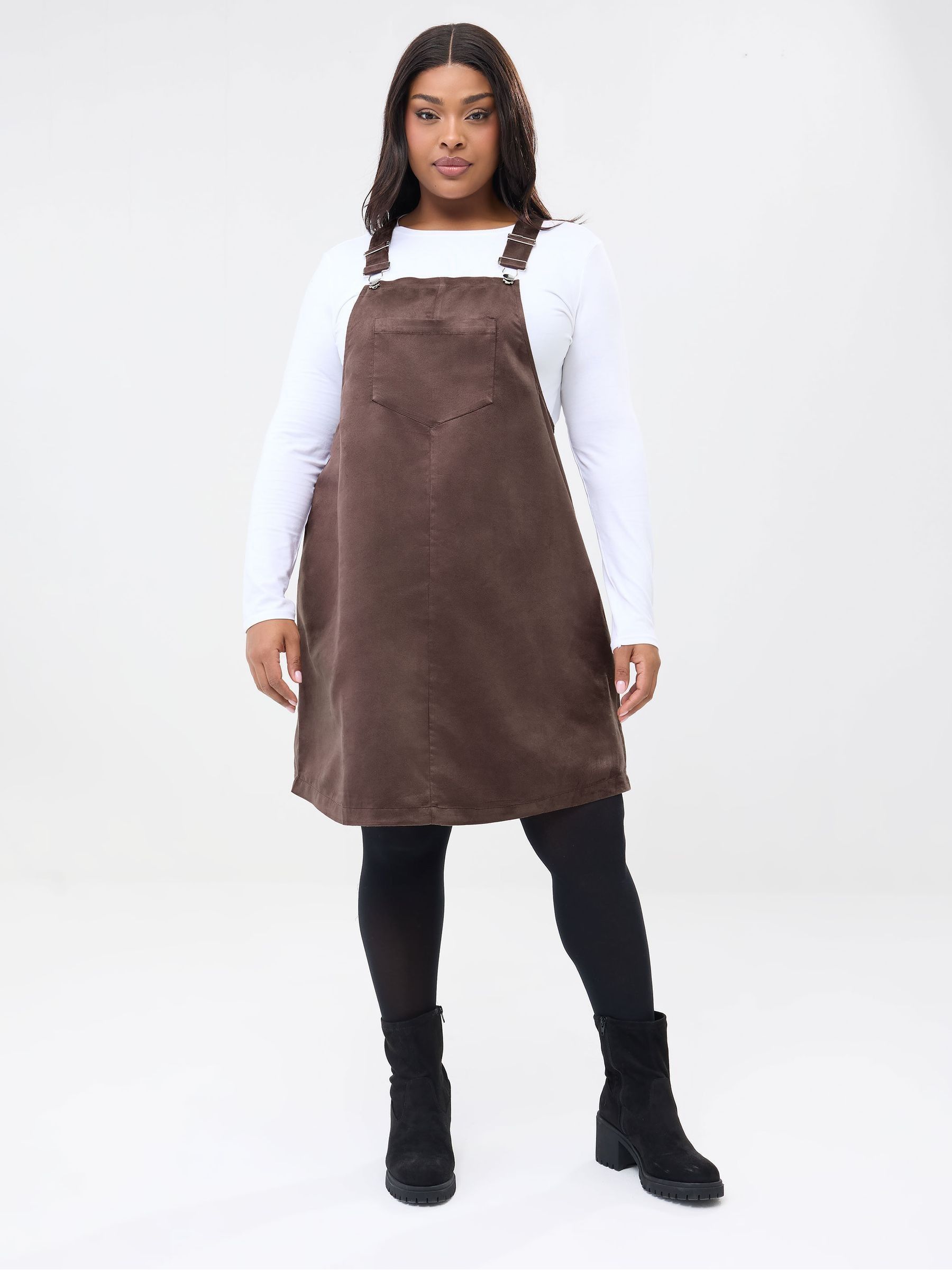 Buy Yours Curve Brown Pinafore Dress from Next USA