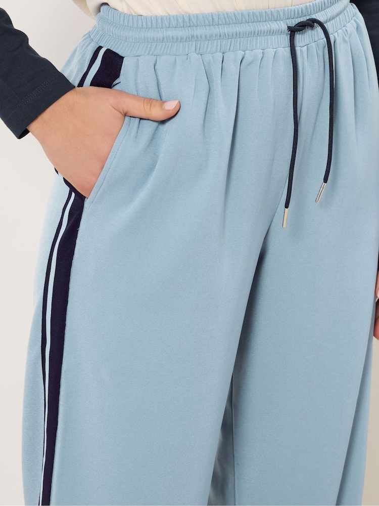 Long Tall Sally Blue Side Stripe Wide Leg Trousers - Image 4 of 4 Long Tall Sally Blue Side Stripe Wide Leg Trousers - Image 4 of 4