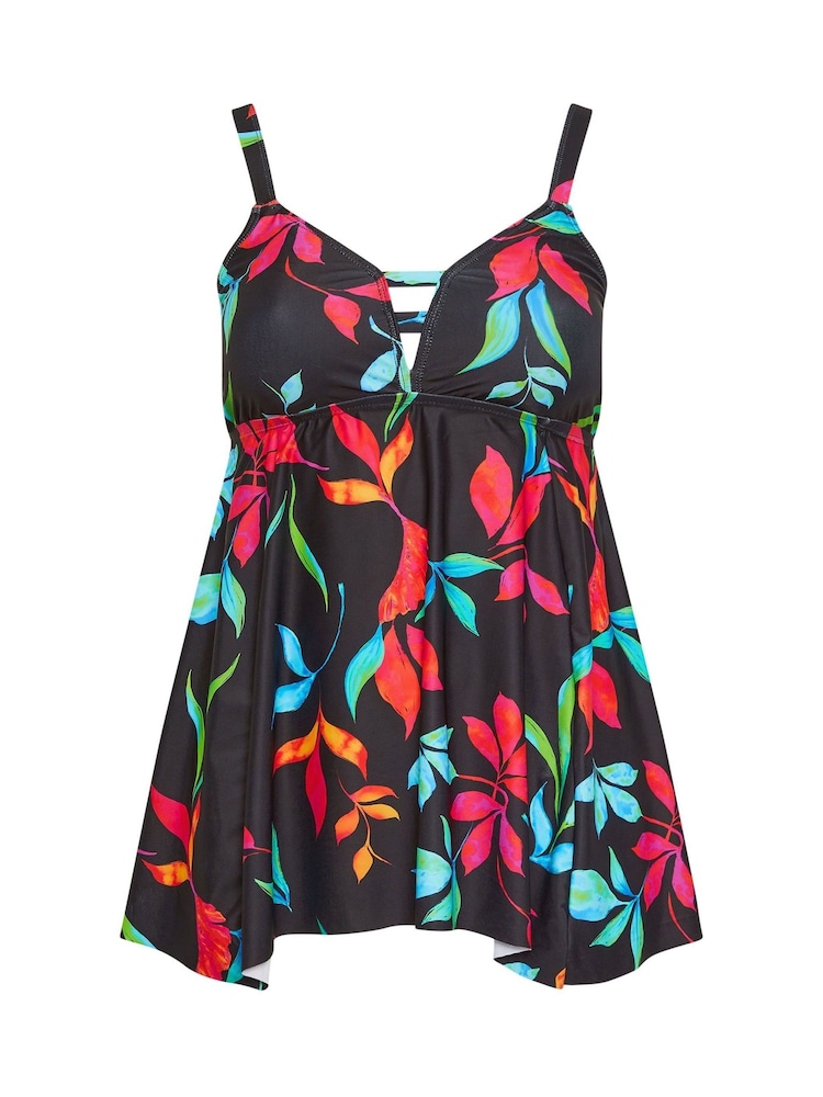 Yours Curve Black Hanky Hem Tankini - Image 1 of 2 Yours Curve Black Hanky Hem Tankini - Image 1 of 2