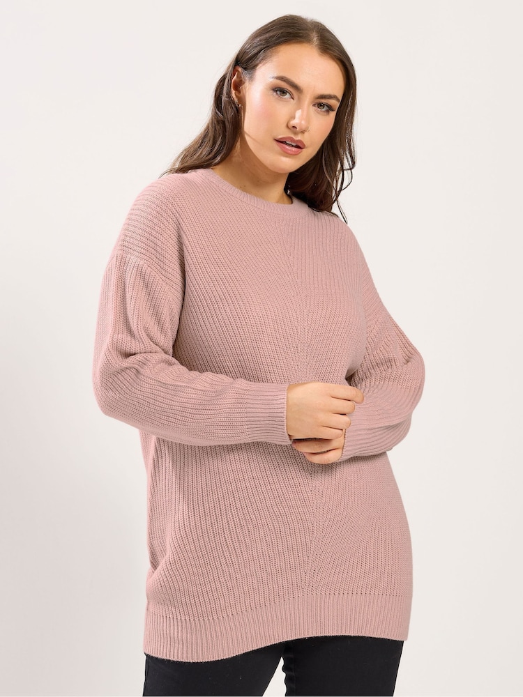 Yours Curve Pink Essential Jumper - Image 1 of 5 Yours Curve Pink Essential Jumper - Image 1 of 5