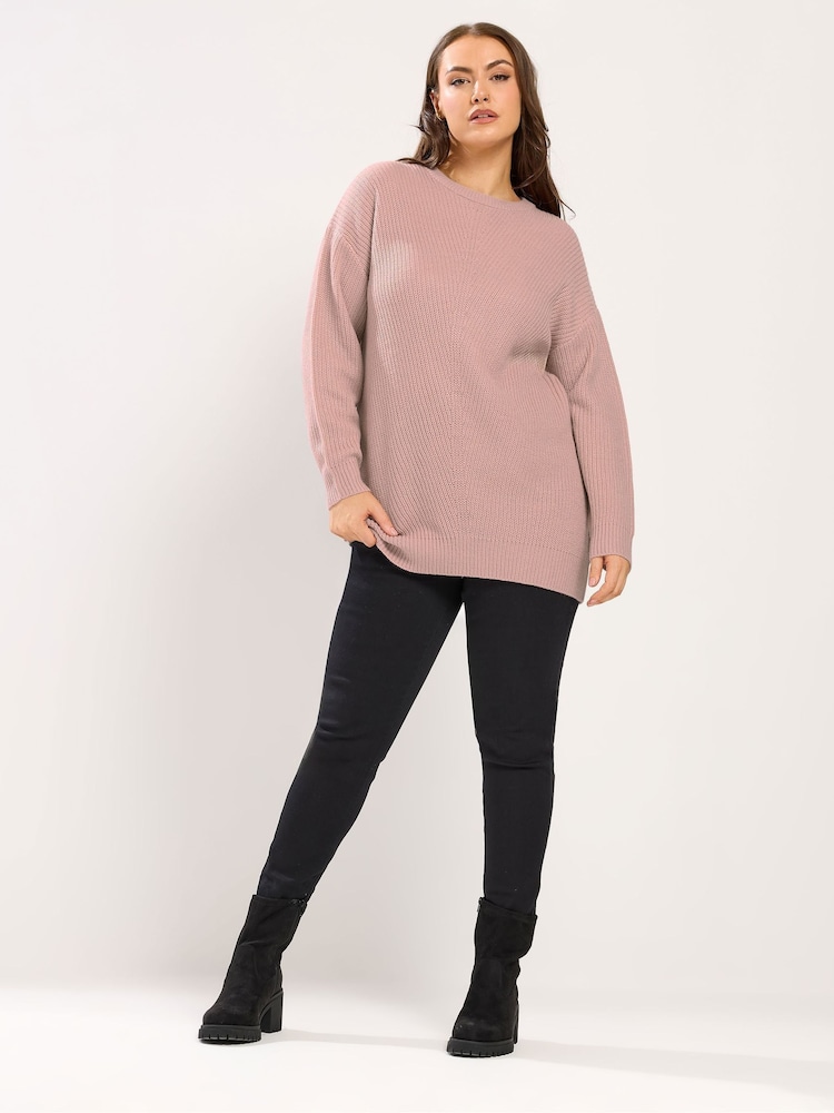Yours Curve Pink Essential Jumper - Image 2 of 5 Yours Curve Pink Essential Jumper - Image 2 of 5
