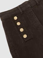 Reiss Khaki Green Athena Button-Detail Flared Jeans - Image 7 of 8