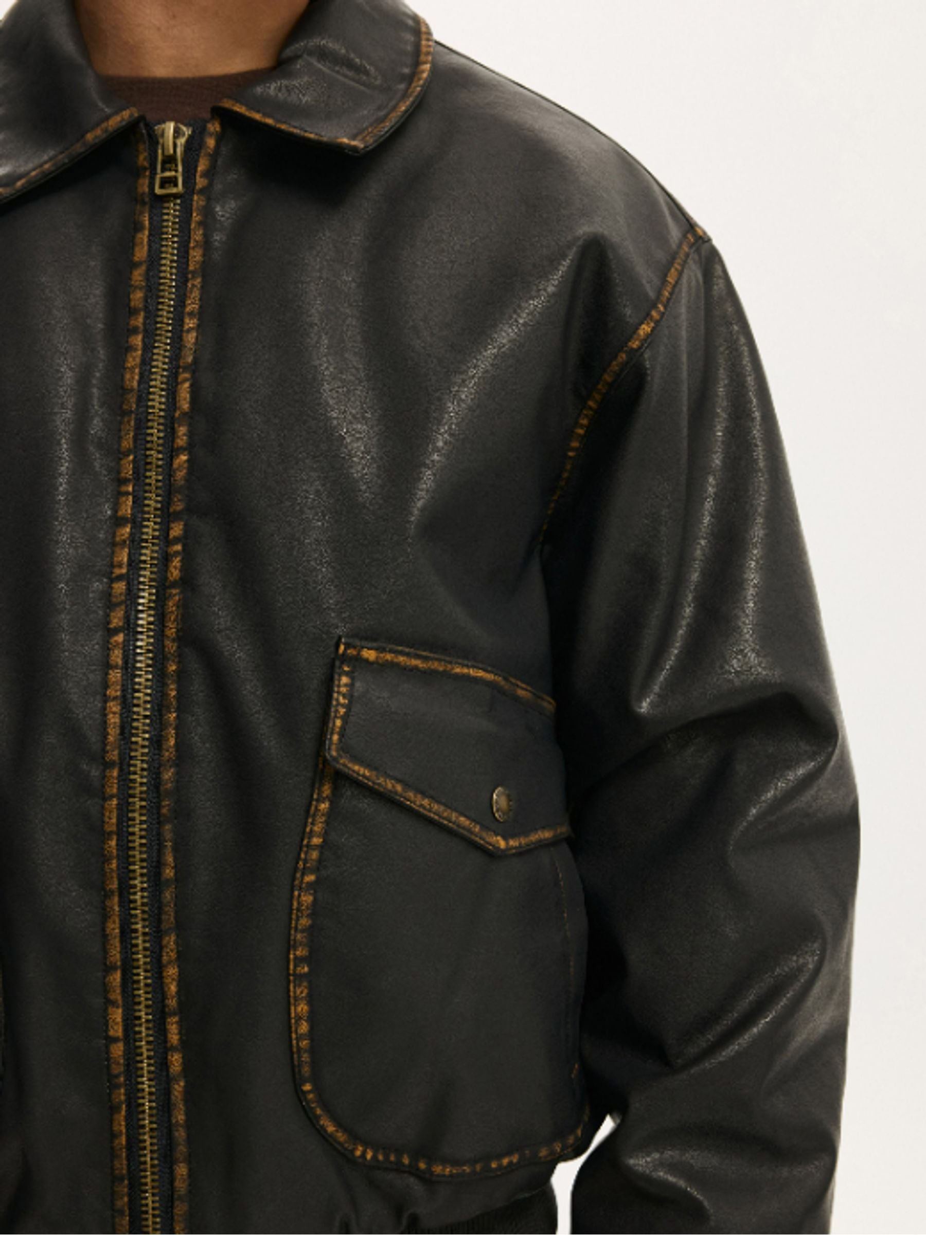 Buy Cotton On Brown Vintage Faux Leather Bomber Jacket from Next