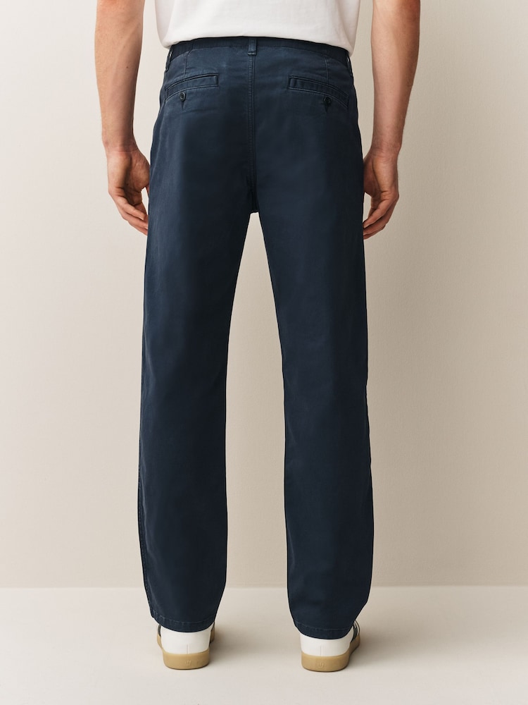 Blue Straight Fit Authentic Washed Chino Trousers - Image 2 of 9