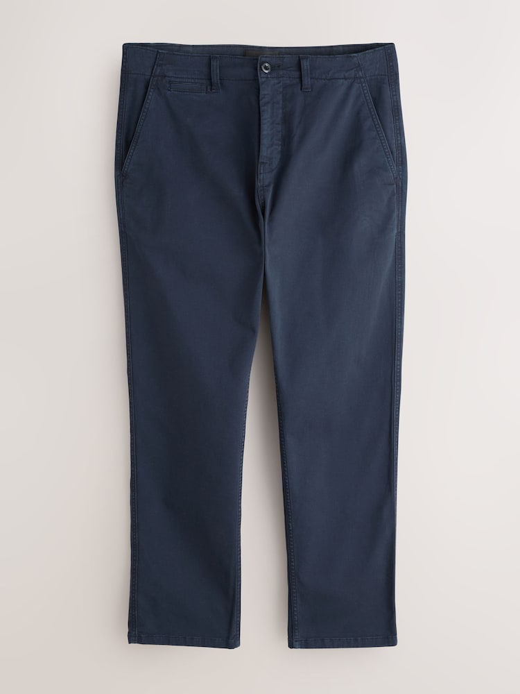 Blue Straight Fit Authentic Washed Chino Trousers - Image 9 of 9