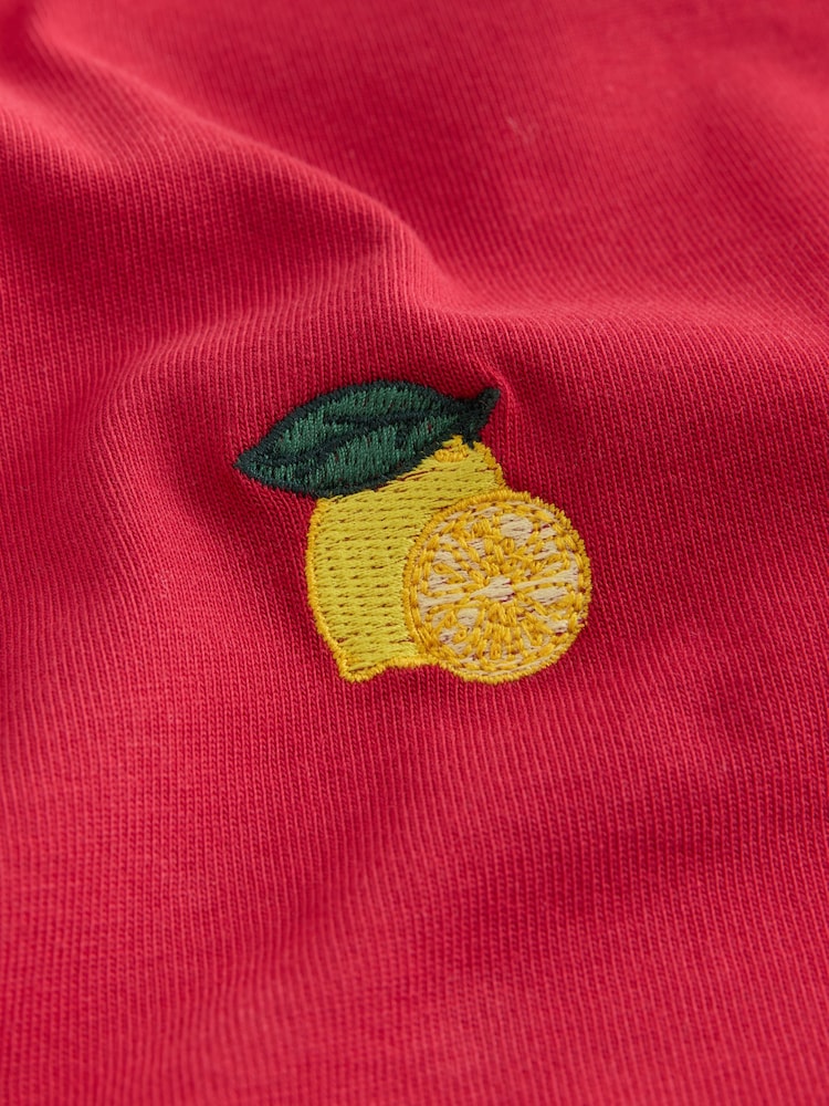 Red Lemon Plain Embroidered T-Shirt - Image 7 of 7