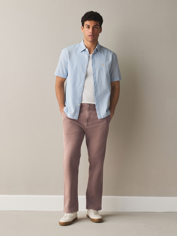 Pink Straight Fit Authentic Washed Chino Trousers - Image 1 of 8