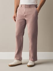 Pink Straight Fit Authentic Washed Chino Trousers - Image 2 of 8