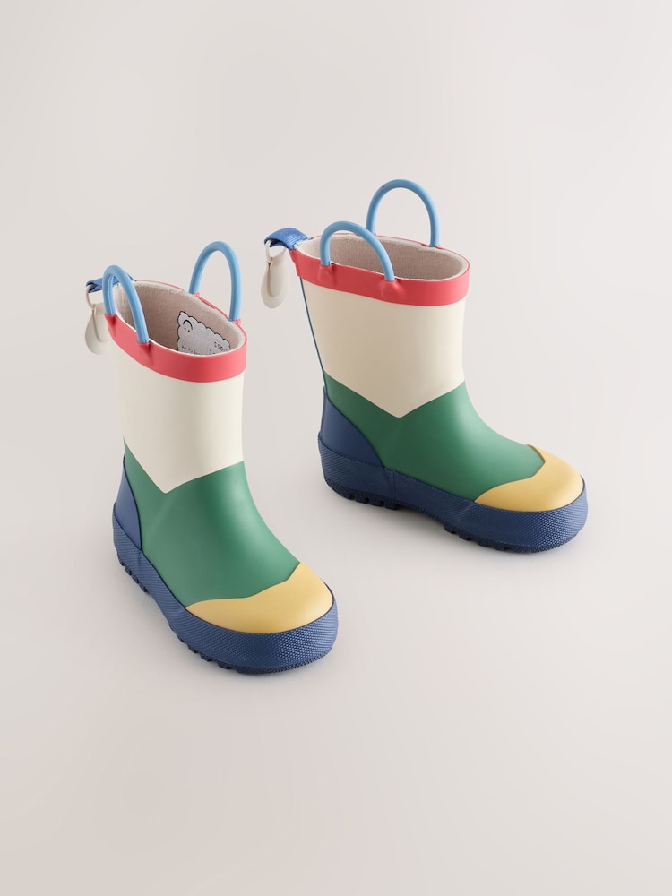 Neutral Colourblock Handle Pull On Wellies - Image 1 of 6