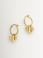 Missoma Gold Tone Molten Heart Charm Hoop Earrings - Image 1 of 3