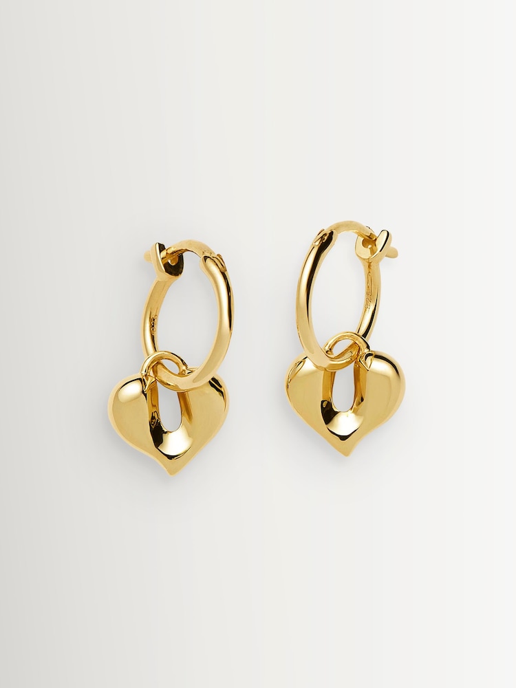 Missoma Gold Tone Molten Heart Charm Hoop Earrings - Image 3 of 3 Missoma Gold Tone Molten Heart Charm Hoop Earrings - Image 3 of 3