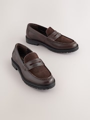 Brown Suede Standard Fit (F) Leather Smart Loafers - Image 1 of 5