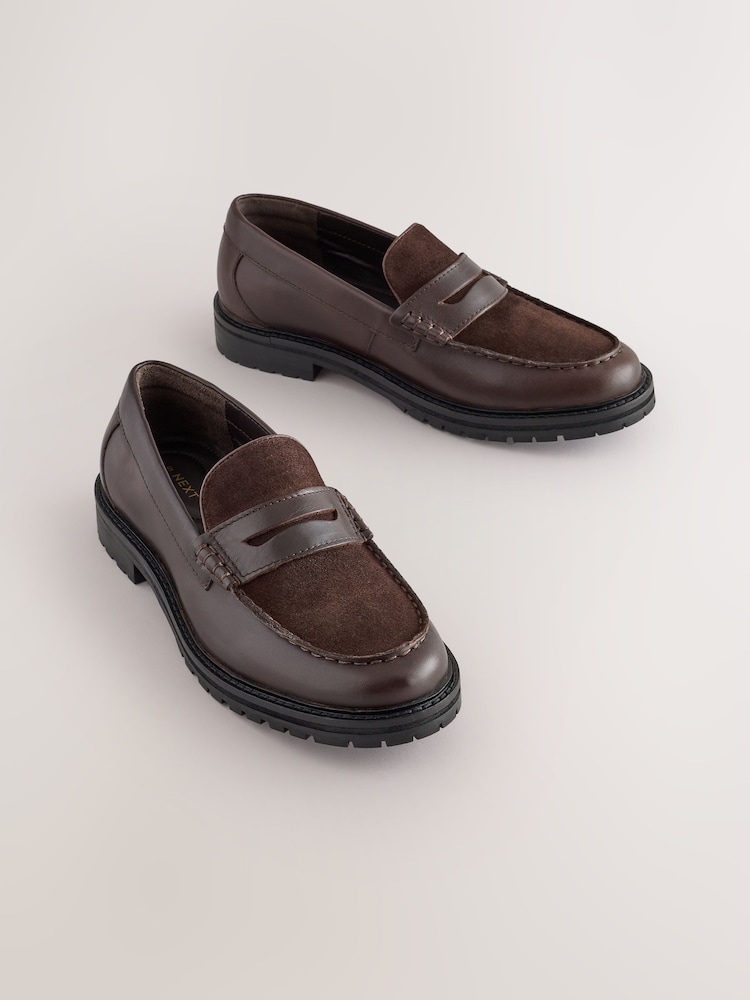 Brown Suede Standard Fit (F) Leather Smart Loafers - Image 1 of 5