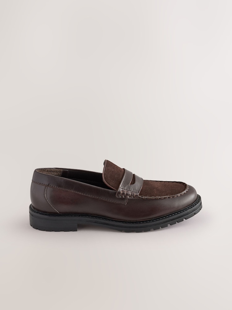 Brown Suede Standard Fit (F) Leather Smart Loafers - Image 2 of 5