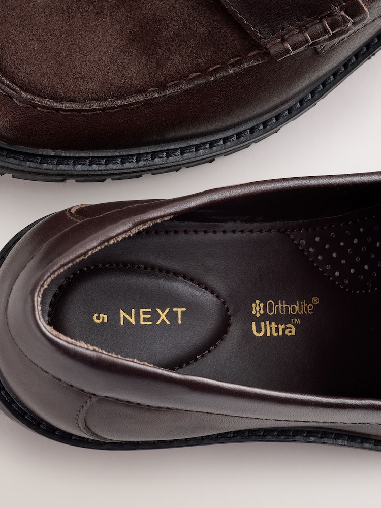 Brown Suede Standard Fit (F) Leather Smart Loafers - Image 5 of 5
