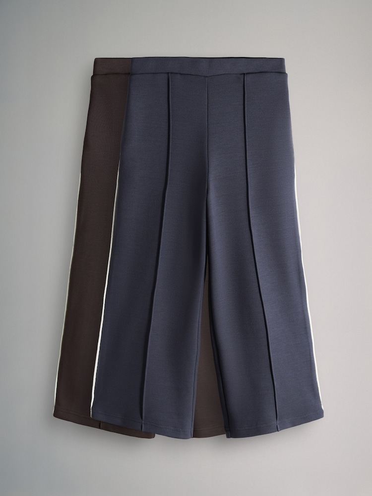 The Set Chocolate Brown 2 Pack Modal Jersey Wide Leg Joggers - Image 1 of 5 The Set Chocolate Brown 2 Pack Modal Jersey Wide Leg Joggers - Image 1 of 5