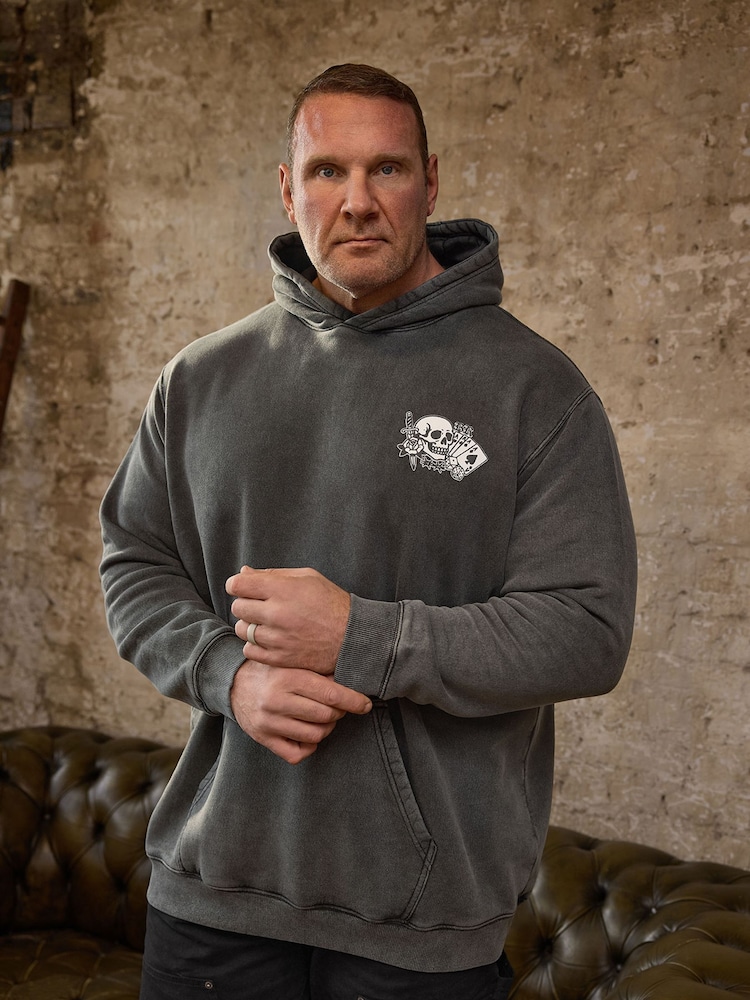 BadRhino Big & Tall Black Tattoo Sun Faded Hoodie - Image 1 of 3