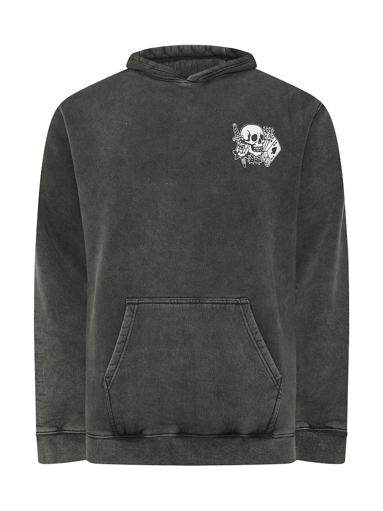 BadRhino Big & Tall Black Tattoo Sun Faded Hoodie - Image 2 of 3