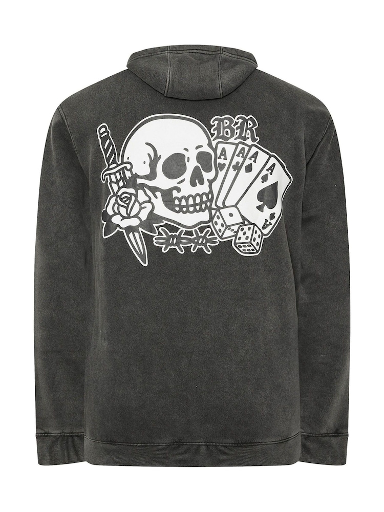 BadRhino Big & Tall Black Tattoo Sun Faded Hoodie - Image 3 of 3