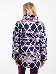 Weird Fish Blue Marl Pikard 1/4 Zip Printed Cosy Fleece - Image 2 of 7