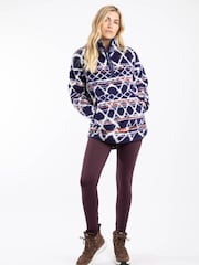 Weird Fish Blue Marl Pikard 1/4 Zip Printed Cosy Fleece - Image 3 of 7