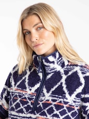 Weird Fish Blue Marl Pikard 1/4 Zip Printed Cosy Fleece - Image 4 of 7