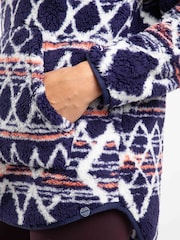 Weird Fish Blue Marl Pikard 1/4 Zip Printed Cosy Fleece - Image 5 of 7