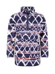 Weird Fish Blue Marl Pikard 1/4 Zip Printed Cosy Fleece - Image 6 of 7