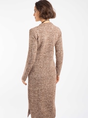 Weird Fish Brown Hawkins Knitted Midi Dress - Image 3 of 8