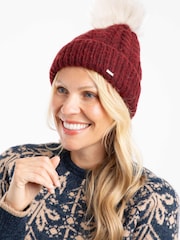 Weird Fish Red Allerton Cable Knit Bobble Hat - Image 1 of 5