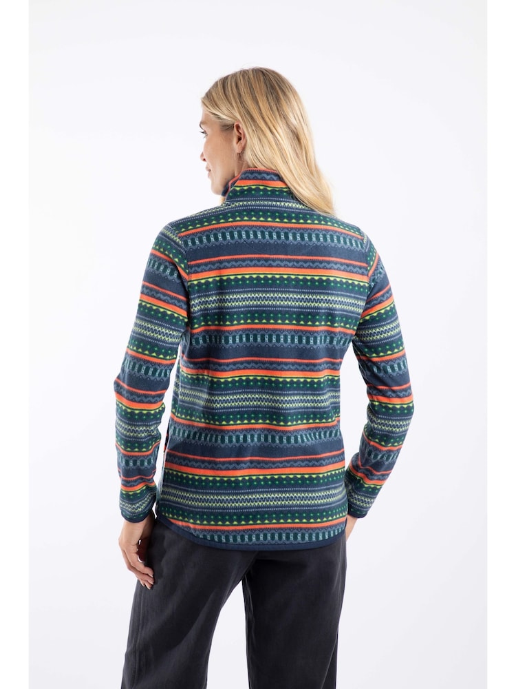 Weird Fish Blue Reena 1/4 Zip Printed Micro Fleece - Image 2 of 7 Weird Fish Blue Reena 1/4 Zip Printed Micro Fleece - Image 2 of 7