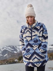 Weird Fish Blue Pikard 1/4 Zip Printed Cosy Fleece - Image 1 of 8